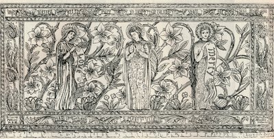 Wit altaardoek, parochiekerk, Cheddleton, ca. 1891 door Gerald Callcott Horsley