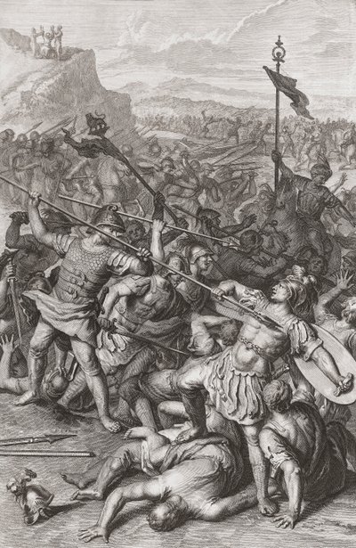 De slag van Israël tegen de Amalekieten door Gerard (after) Hoet