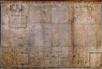 Geografische kaart van de wereld. Kaart van de Nederlandse school volgens de projectie van Gerard Mercator door Gerard (after) Mercator