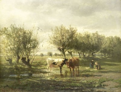 Koeien bij een vijver door Gerard Bilders (signed by artist)