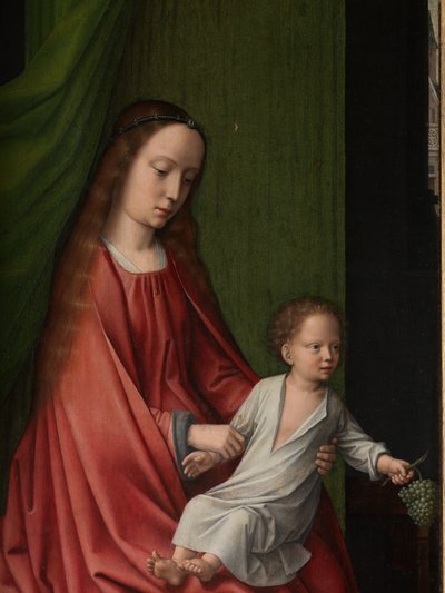 Detail van een exterieur paneel van de Doop van Christus door Gerard David