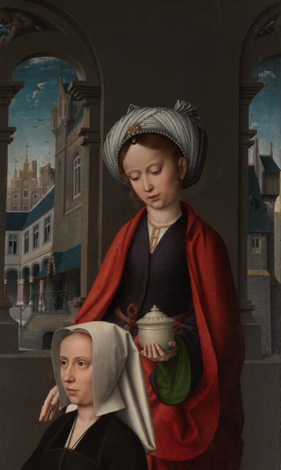 Detail van een exterieur paneel van de Doop van Christus, ca. 1502-08 door Gerard David