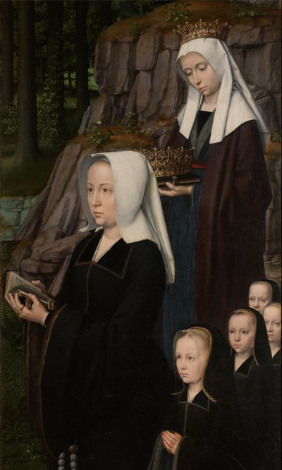 Detail van het rechterpaneel van de Doop van Christus door Gerard David