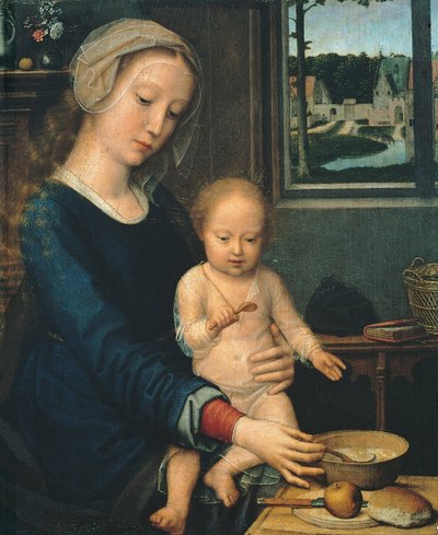 Madonna en Kind met de Melksoep door Gerard David