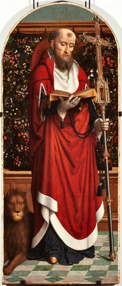 Sint Hiëronymus Polyptiek Paneel van de kerk van San Gerolamo della Cervara - Schilderij door Gerard David (ca. 1460-1523) 1506 door Gerard David