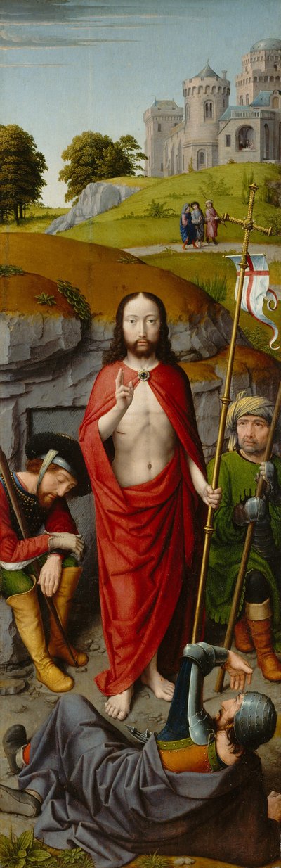 De opstanding, met de pelgrims van Emmaüs, ca. 1510 door Gerard David