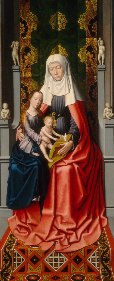 Het Sint-Anna-altaarstuk: Sint-Anna met de Maagd en het Kind door Gerard David and Workshop