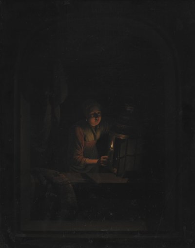 Meisje met een kaars door Gerrit Dou