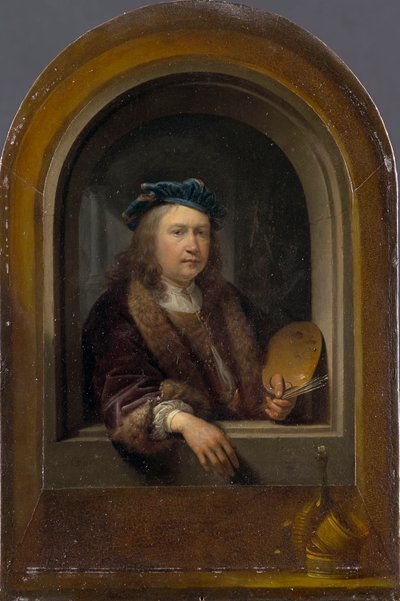 Zelfportret met Palet, ca. 1660 door Gerrit Dou