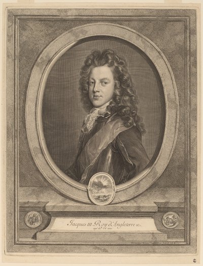 James III, Prins van Wales door Gerard Edelinck after François de Troy