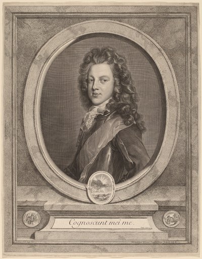 James III, Prins van Wales door Gerard Edelinck after François de Troy