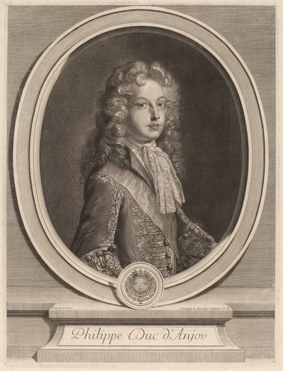 Philippe, Hertog van Anjou door Gerard Edelinck after François de Troy