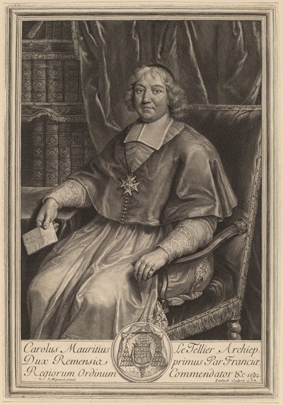 Charles-Maurice Le Tellier door Gerard Edelinck after Pierre Mignard I