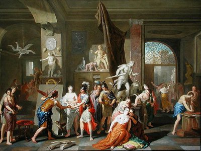 Apelles schildert Campaspe door Gerard Hoet