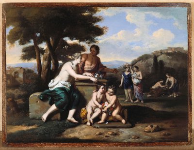 Nimfen die Bloemen Verzamelen in een Landschap door Gerard Hoet