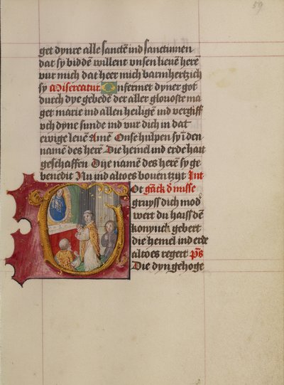 Initial G: Een priester die de mis celebreert door Gerard Horenbout