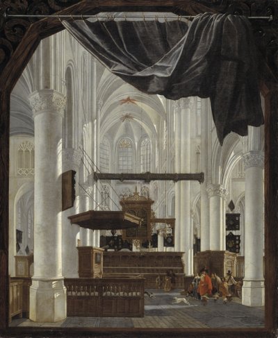 Interieur van de Sint Gertrudiskerk in Bergen op Zoom door Gerard Houckgeest