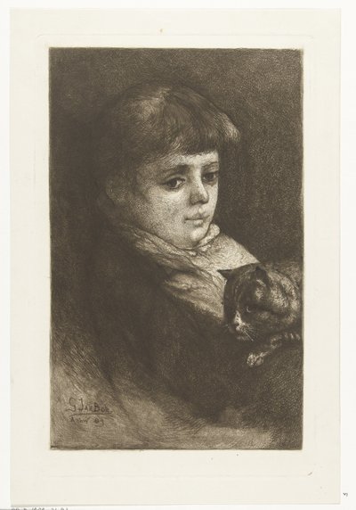 Portret van Eleonora Bos met poes door Gerard Jan Bos