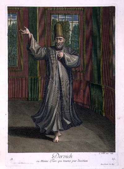 Derwisj, of Turkse monnik die in devotie draait door Gerard Jean Baptiste Scotin