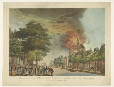 Brand in de Nieuwe Lutherse Kerk op het Singel in Amsterdam, 18 september 1822 door Gerard Overman
