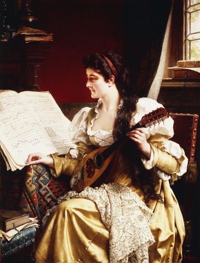 Dame met een Mandoline door Gerard Portielje