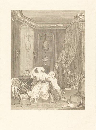 De late berouw door Gerard Rene Le Vilain after Nicolas Lavreince