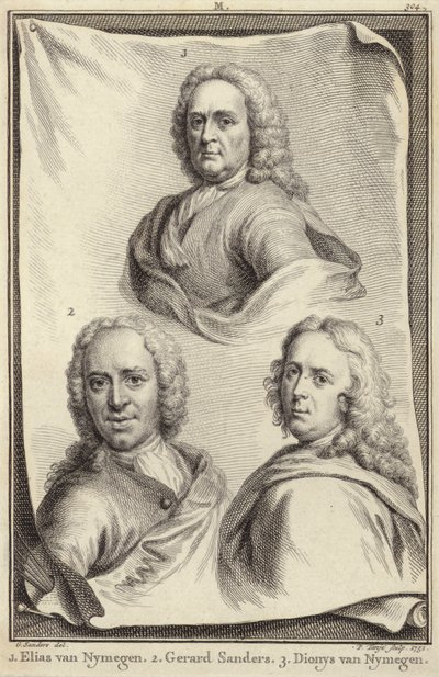 Portretten van Elias van Nijmegen, Gerard Sanders en Dionys van Nijmegen door Gerard Sanders