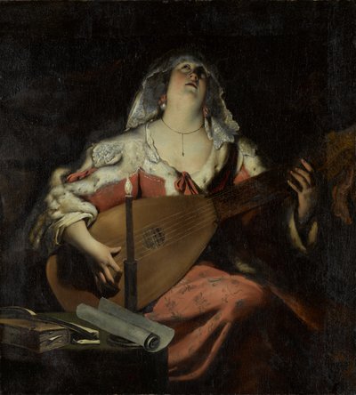 De Luitspeler, circa 1620s door Gerard Seghers