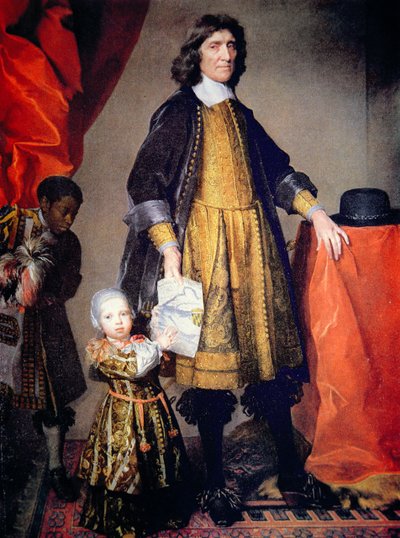 Portret van Cecilius Calvert, 2e Lord Baltimore van Maryland, met zijn kleinzoon en huisjongen door Gerard Soest