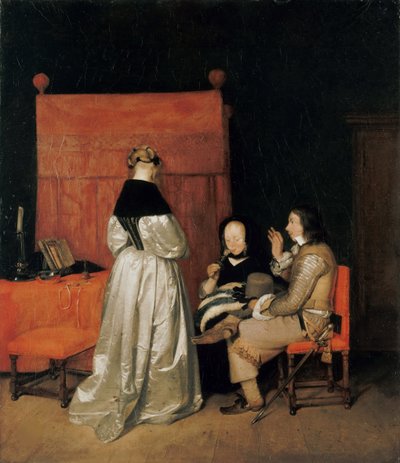 Het Galante Gesprek De Vaderlijke Vermaning, ca. 1654 door Gerard Ter Borch the Younger