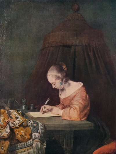 Vrouw die een brief schrijft door Gerard Terborch II