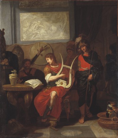 Achilles speelt een lier voor Patroclus door Gerard de Lairesse
