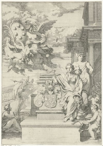 Allegorie op de handel en het familiewapen van De Medici door Gerard de Lairesse