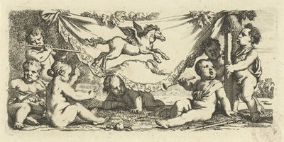 Musicerende putti met Pegasus door Gerard de Lairesse