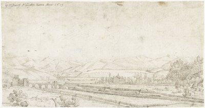 Landschap met de Ponte Milvio, buiten Rome door Gerard ter Borch