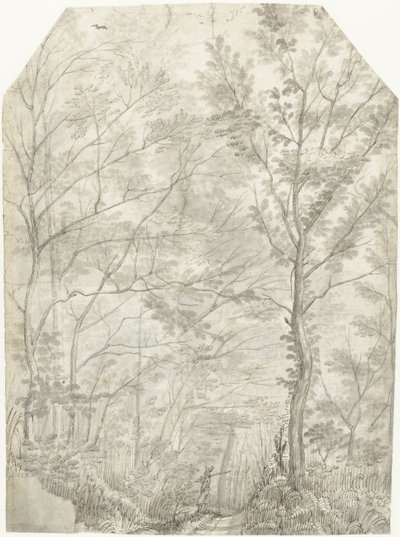 Bos van de Villa Madama buiten Rome, met een jager door Gerard ter Borch (I)
