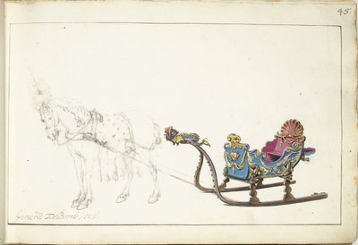 Paard en slede door Gerard ter Borch (II) (signed by artist)