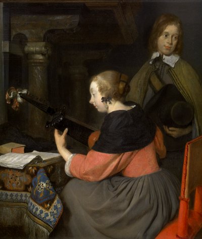 Een luitspeler door Gerard ter Borch or Terborch