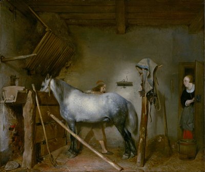 Paard in een Stal, c.1652-54 door Gerard ter Borch