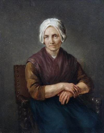 Portret van een zittende boerin door Gerard ter Borch