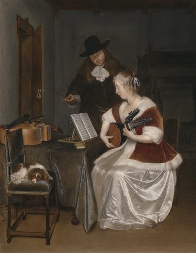 De muziekles, ca. 1670 door Gerard ter Borch