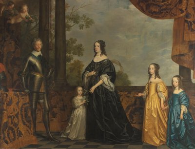 Frederik Hendrik, zijn Echtgenote Amalia van Solms, en hun Drie Jongste Dochters door Gerard van Honthorst