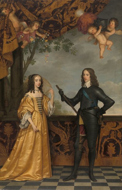 Portret van Willem II (1626-1650), Prins van Oranje, en zijn vrouw Mary Stuart (1631-1660) door Gerard van Honthorst