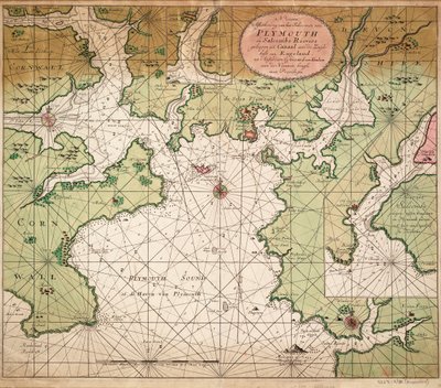 Kaart van Plymouth Sound, uit Greenville Collins