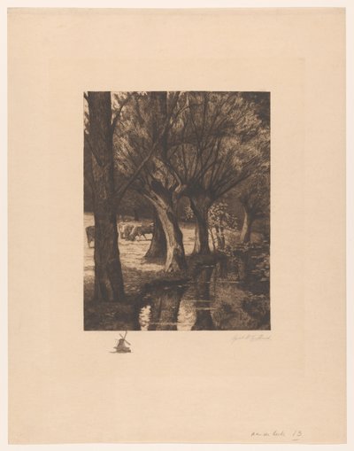 Weiland aan het water door Gerarda Wilhelmina ten Hoet (signed by artist)