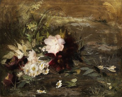 Dutch: Seerosen bloemen en Margrieten op de wal door Gerardina Jacoba van de Sande Bakhuyzen