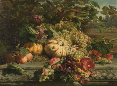 Stilleven met Bloemen en Fruit door Gerardina Jacoba van de Sande Bakhuyzen