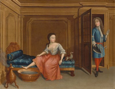 Dame die zich uitkleedt voor een bad door Gerardus Duyckinck