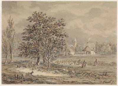 Gezicht op het dorp Zoelmond door Gerardus Emaus de Micault