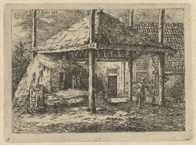 Hooiberg Dak van een hooischelf te Pernis door Gerardus Emaus de Micault
